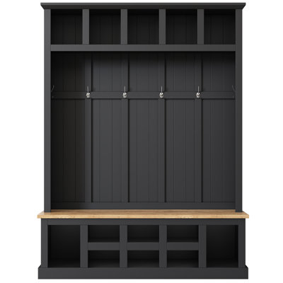 On-Trend Farmhouse Wooden Style 78''H Modern Hall Tree With Wide Storage Seating Bench