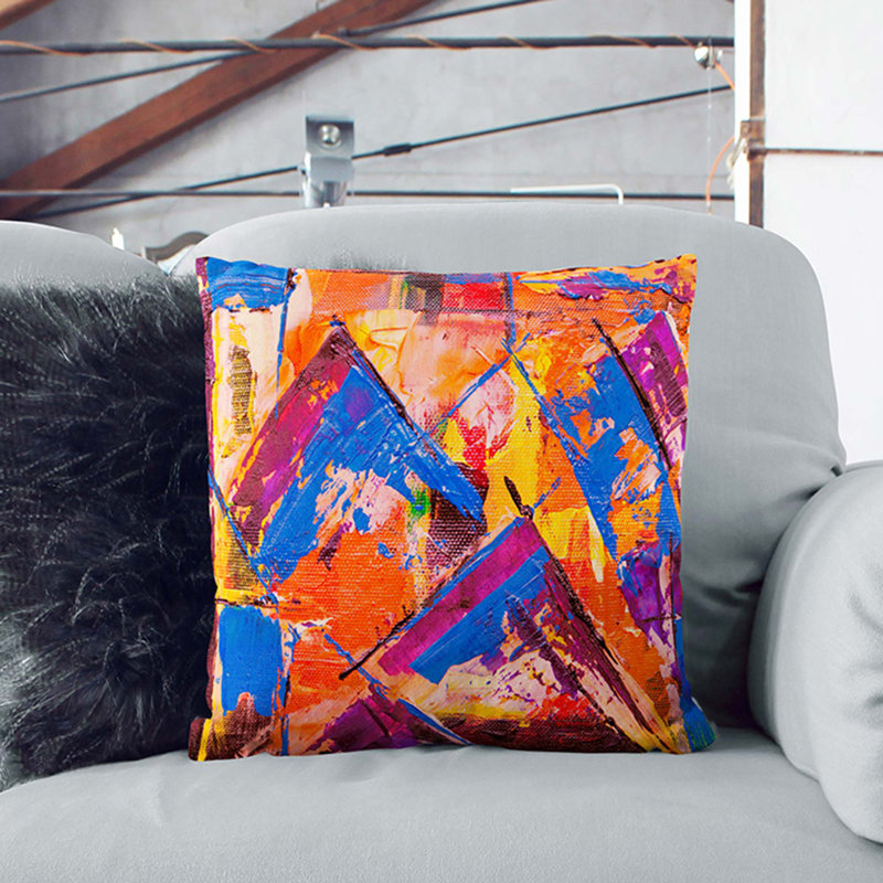 Abstract Square Throw Cushion, White, 40 x 40 cm