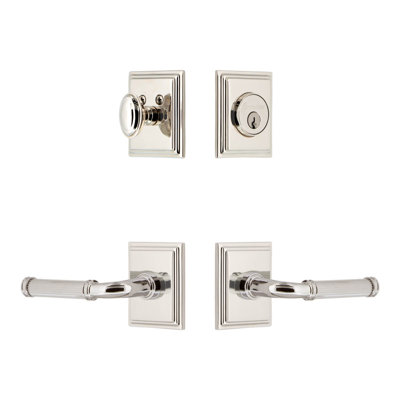 Carre Square Rosette Complete Entry Set with Single Cylinder Deadbolt and Soleil Lever
