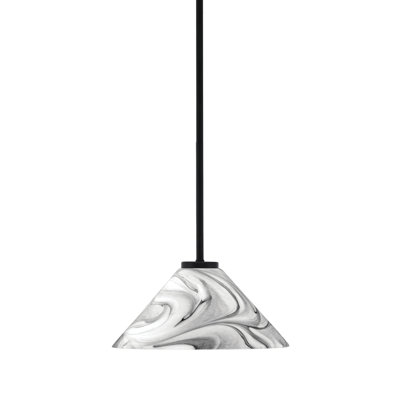 Amarmula 1 Light Stem Mini Pendant, Matte Black Finish, 6.25" Clear Bubble Glass