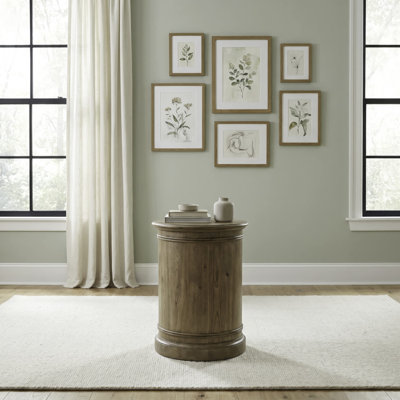 Hickory Grove Drum End Table Heirloom Brown Rubberwood Solids