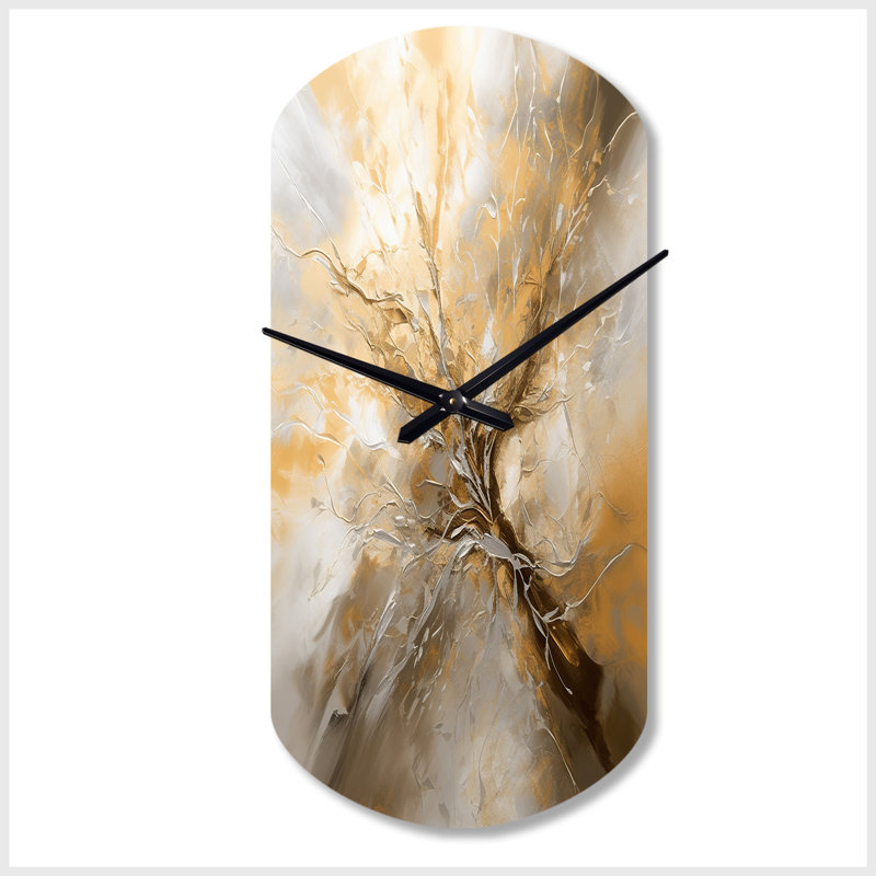 Or et argent - Essence chromatique I, horloge murale asymétrique abstraite, Petit