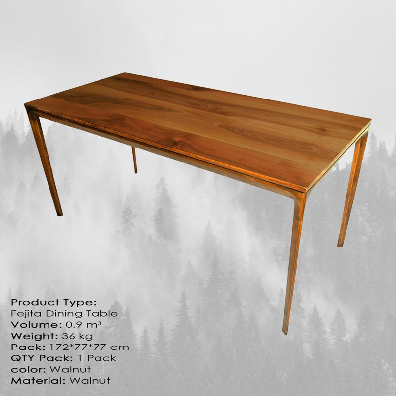 Tannum Walnut Solid Wood Dining Table, H75 x L170 x W75cm
