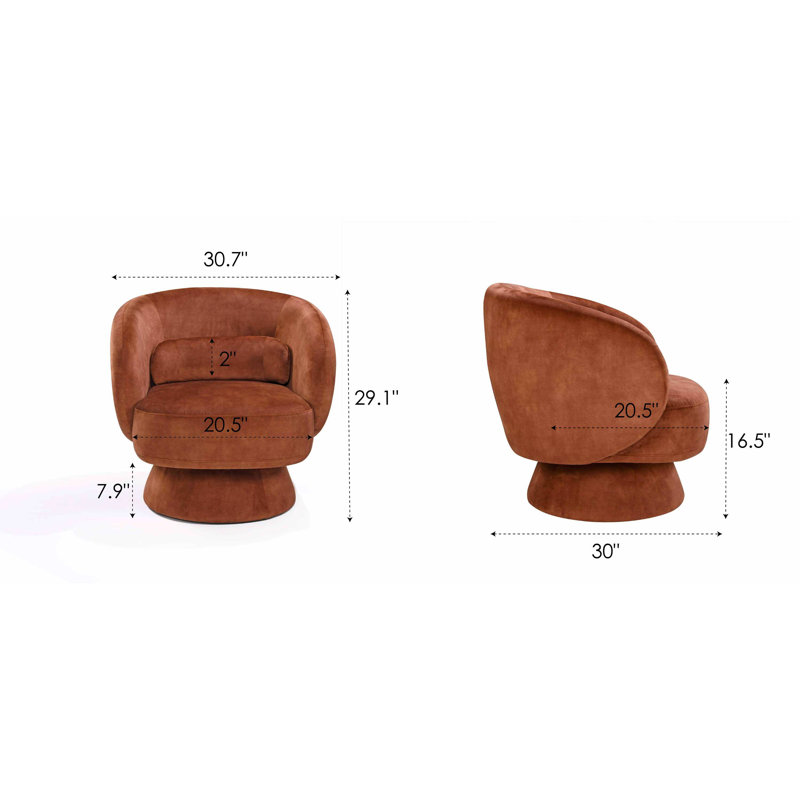 Saboor 78Cm Wide Swivel Barrel Chair, Rust Polyester Blend