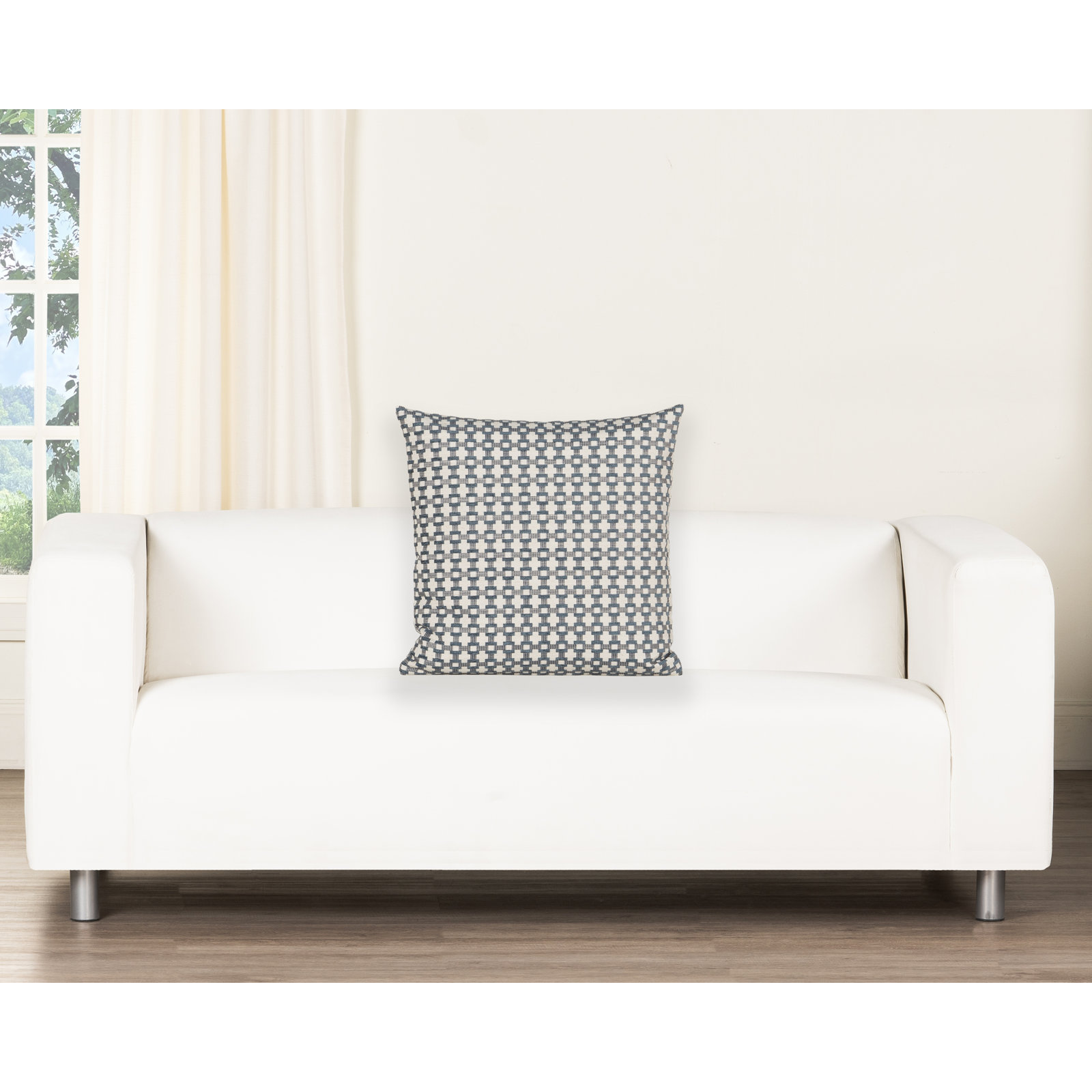 Birch Lane Stride Throw Pillow Throw, Blue Geometric, Feather, Square 20"