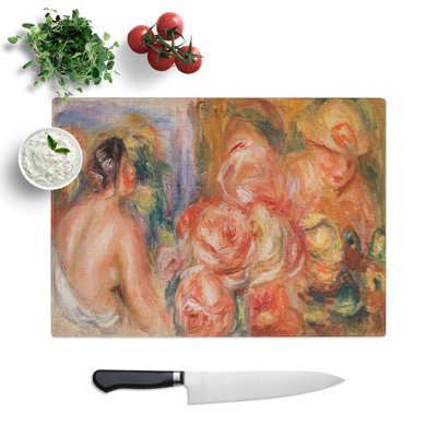 Roses and Nude Woman by Pierre-Auguste Renoir Chopping Board