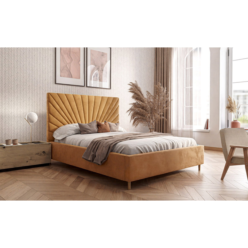 Ahu Upholstered Storage Bed, 140 x 200cm, Yellow