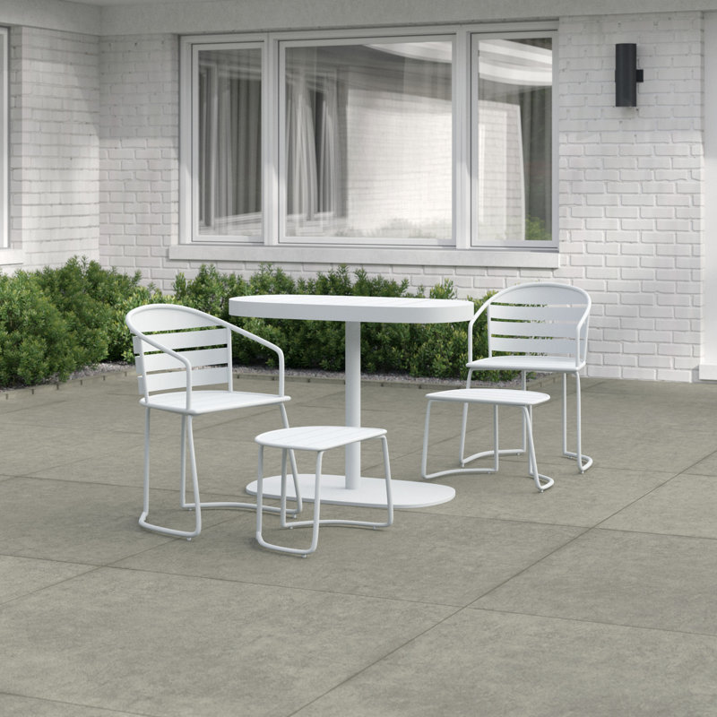 Amyris 2 - Person Patio Dining Set with Oval Table, White