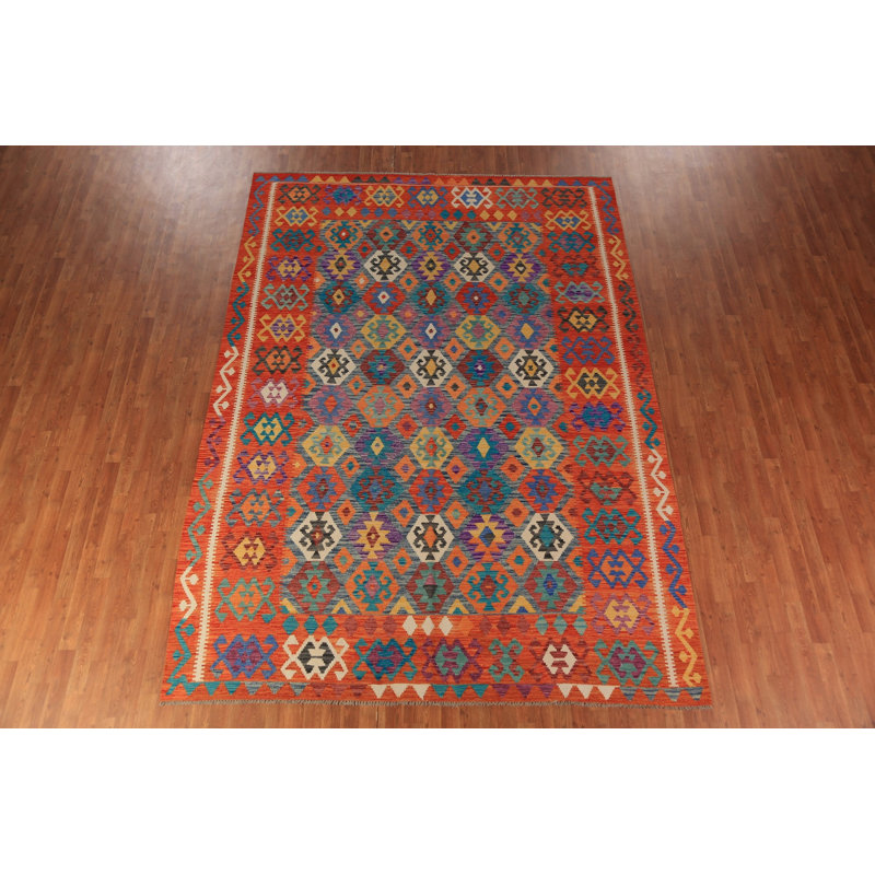 All-Over Wool Kilim Oriental Area Rug 8x12