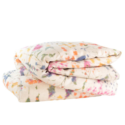 Pressed Flowers Cotton Blend Machine Printed Floral Duvet Cover