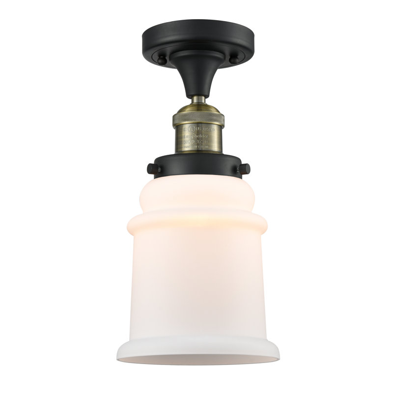 Plafonnier semi-encastré cylindrique simple 6 po Arley, Laiton antique noir, Boîtier blanc mat, Ampoule non incluse