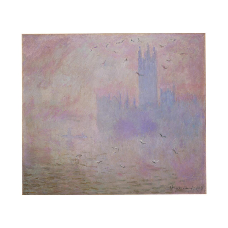 Les maisons du Parlement, mouettes par Claude Monet - Estampe numérique, H 22 po x l 28 po