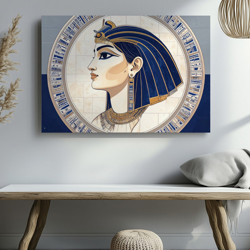 Horus, déesse médaillon sur toile, H 11 po x l 14 po