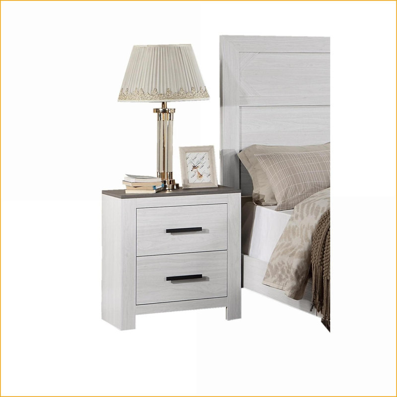 Table de chevet blanche à 2 tiroirs avec rangement pour chambre à coucher