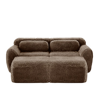 Canapé en tissu de velours doux de 80 pouces sans os