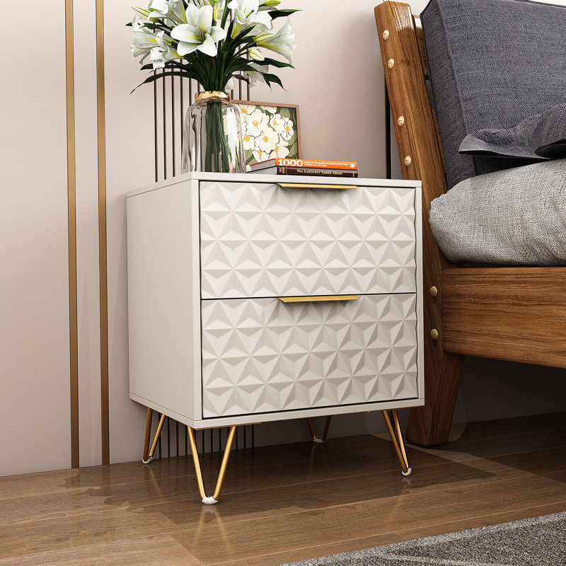 Ensemble de 2 tables de chevet, tables de bout avec 2 tiroirs pour la chambre à coucher et le salon