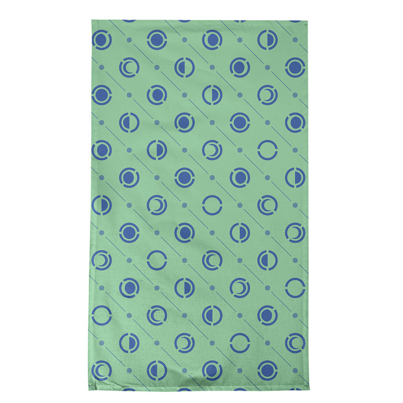 Torchon Moon phases, Fougère / bleu, Polyester sergé