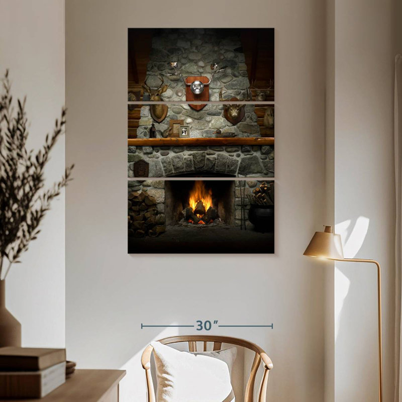 Lilie Rustic Stone Fireplace, 65" H x 42" W