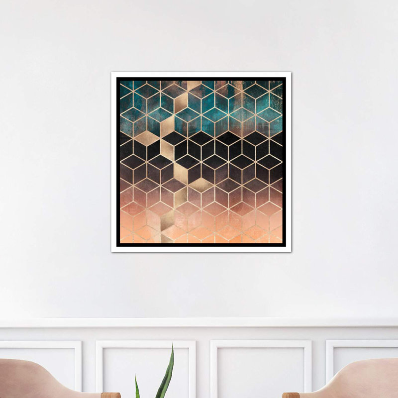 «Ombre Dream Cubes» par Elisabeth Fredriksson - impression d'art graphique, H 37 po x l 37 po x P 1,5 po
