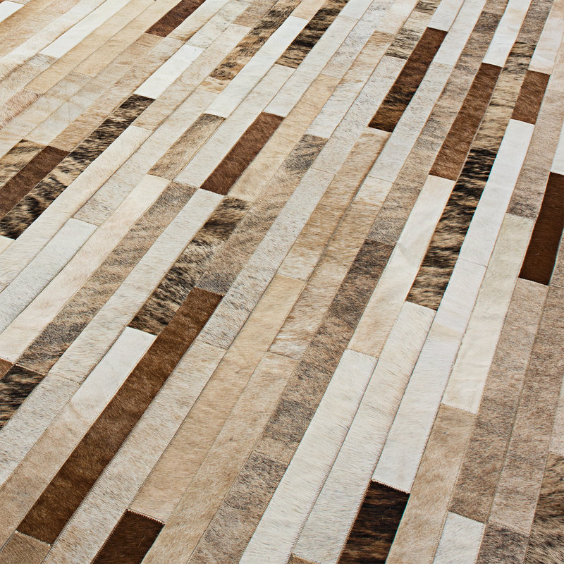 Poseidon Cowhide Striped Area Rug, Rectangle 8' x 10'