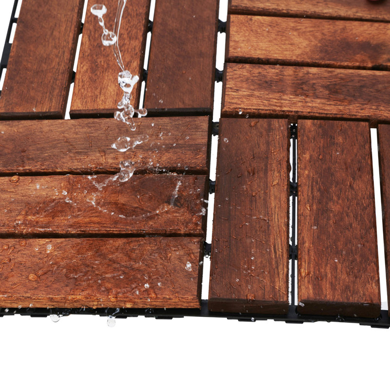 Interlocking Deck Tiles Striped Pattern, Walnut