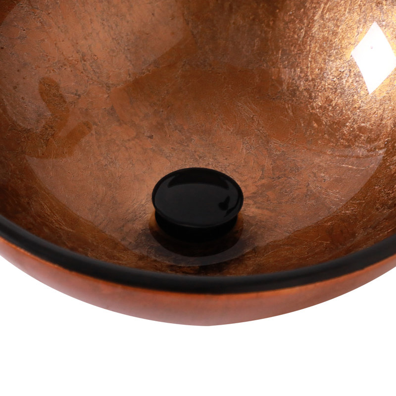 Lavabo de salle de bain vasque en verre trempé avec bonde escamotable, Brun