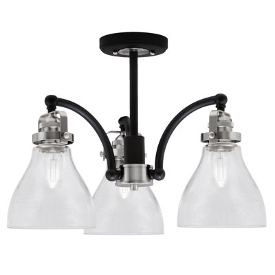 Easton 3 Light Semi-Flush With 6.25" Clear Bubble Glass