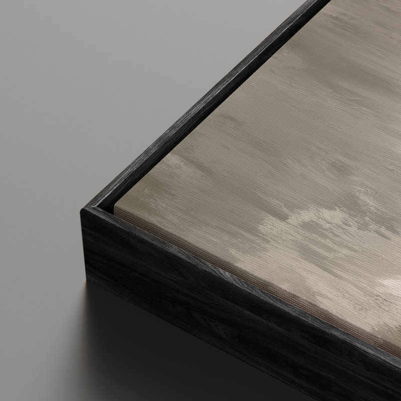 «Minimalist Neutral Beach Shoreline Calm Coastal Scene», reproduction d'art encadrée, Noir, H 24 po x l 16 po