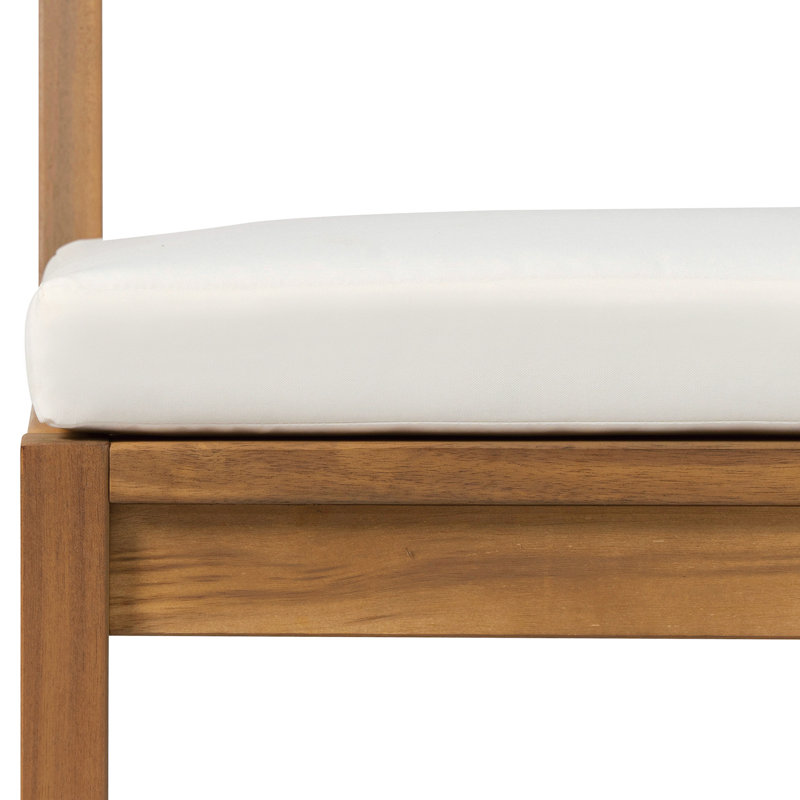 Ensemble de bar de patio rustique 5 pièces TREXM, ensemble de table de patio et chaises avec chaises ergonomiques, plateau de table à lattes en bois massif pour piscine, balcon, cour arrière, porche (teck clair + coussin beige)