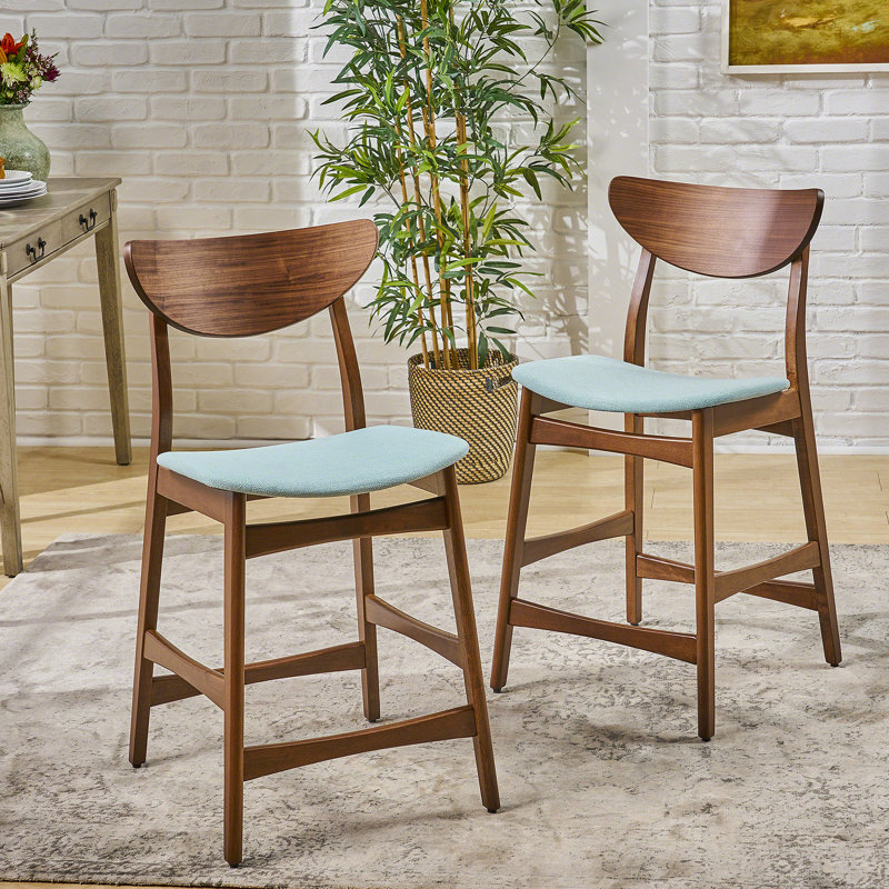 CHAISE DE COMPTOIR, Mint Seat/ Walnut Frame