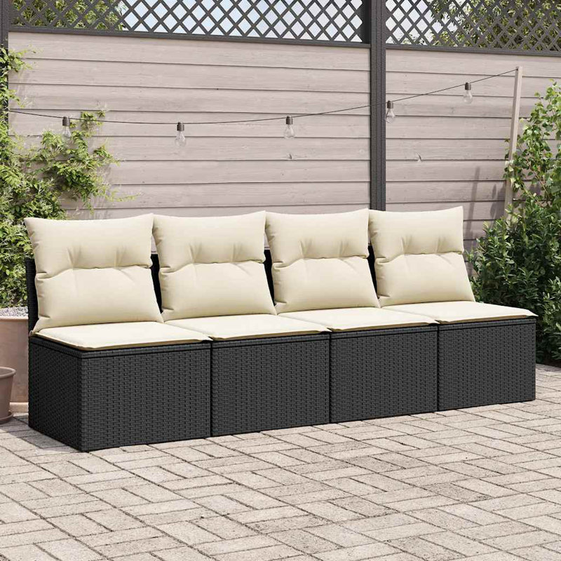 Ensemble de canapé de jardin vidaXL noir, blanc crème