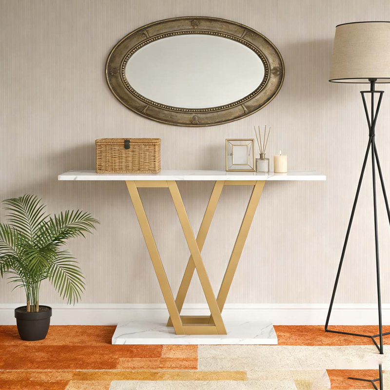 Console industrielle pour hall d'entrée, Marbre blanc