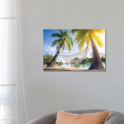 Hammock At The Beach by Jan Becke - Wrapped Canvas Print