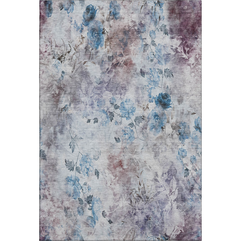 Premium Machine Washable Prisco Blue Rug, Rectangle 10' x 14'