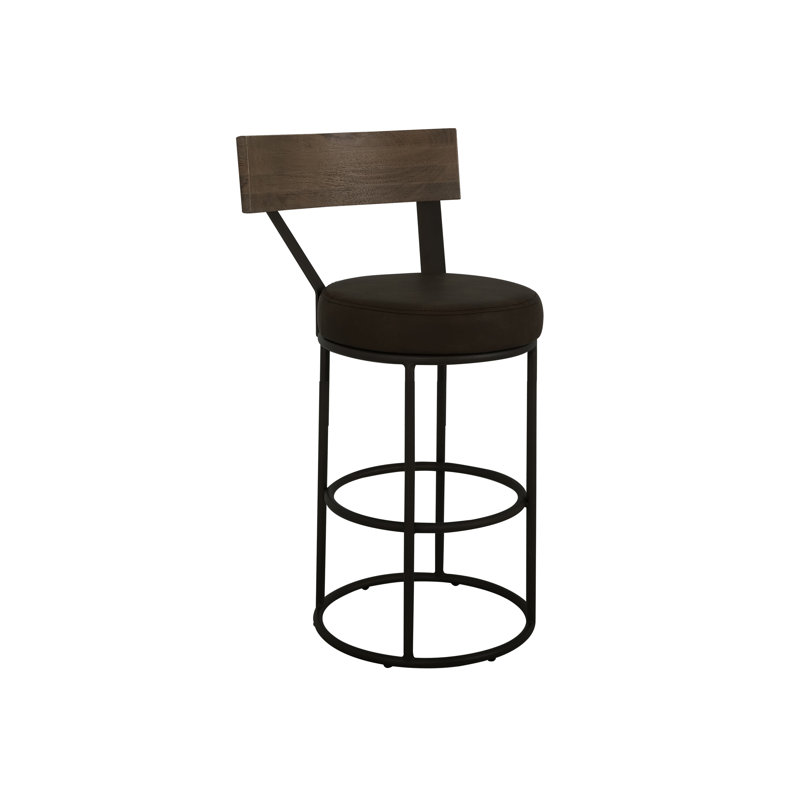 Tabouret de bar foncé avec assise rembourrée et structure en métal, Tabouret de comptoir (siège d'une hauteur de 24 p