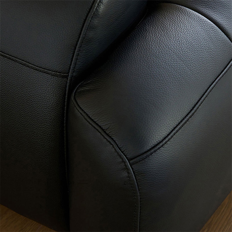 Canapé modulaire noir en cuir véritable, H 29,92 po x L 86,61 po x l 39,37 po