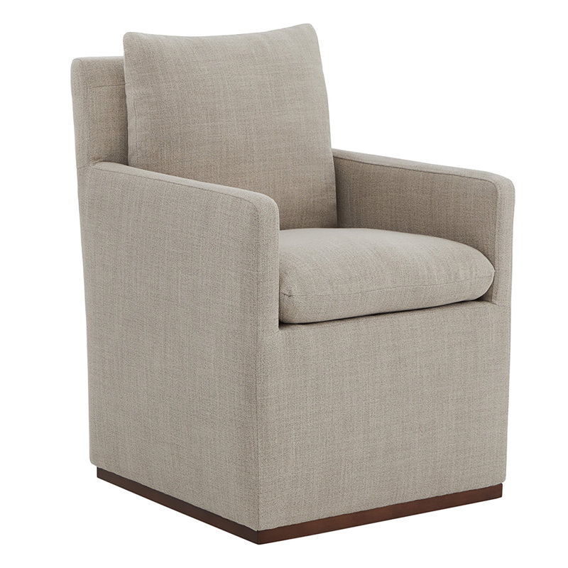Bobbi Upholstered Dining Arm Chair, Effie Flax Performance Weave