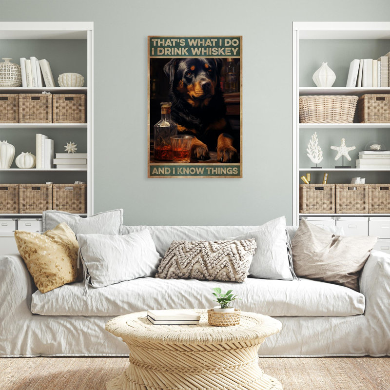 «Dog I Drink Whiskey» sur toile, H 36 po x l 24 po x P 1,25 po