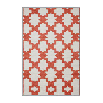 Machine Washable Trellis Gray Area Rug