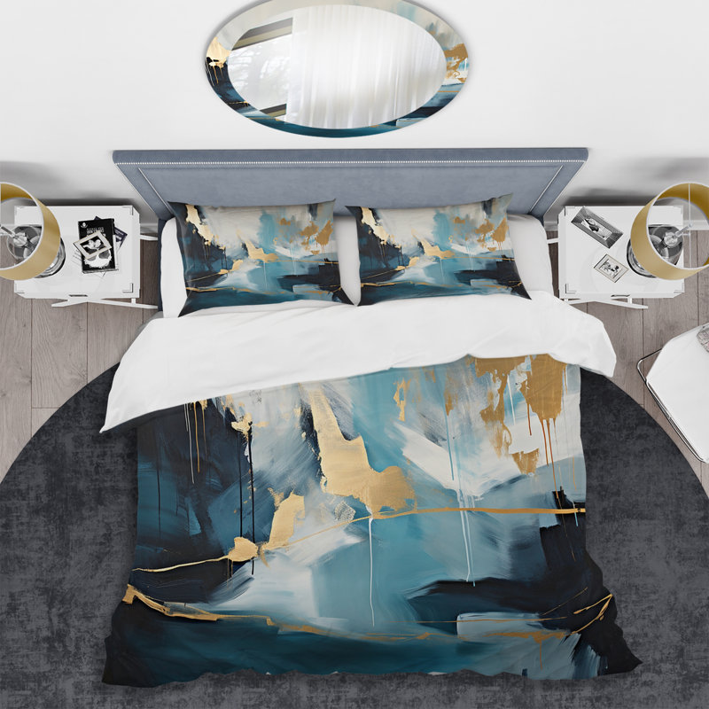 Ensemble de housse de couette abstrait et doré 3, Housse de couette pour grand lit