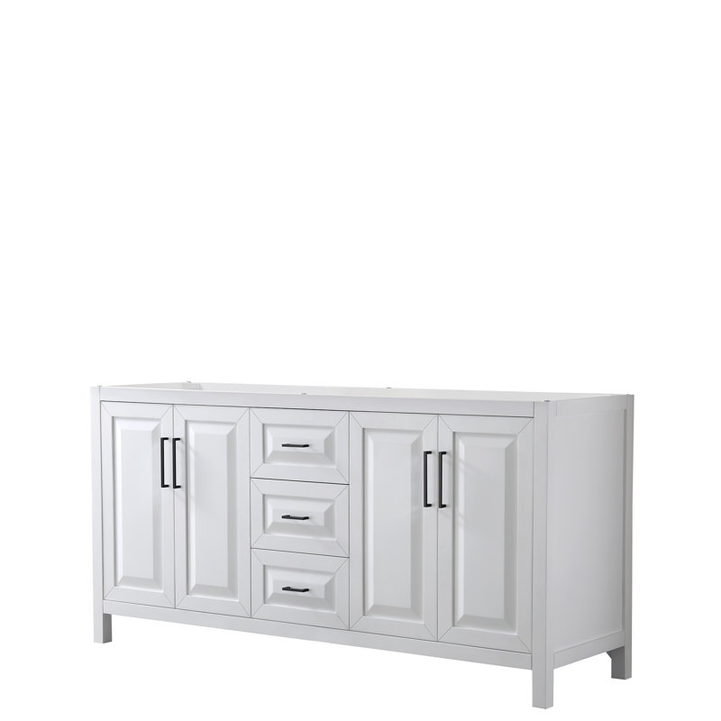 Daria 71'' W Double Bathroom Vanity Base, White/Matte Black
