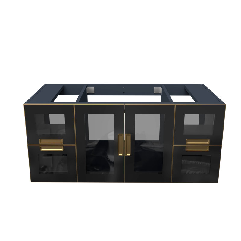 Base de meuble-lavabo mural simple 48 po avec portes en verre Swaneus