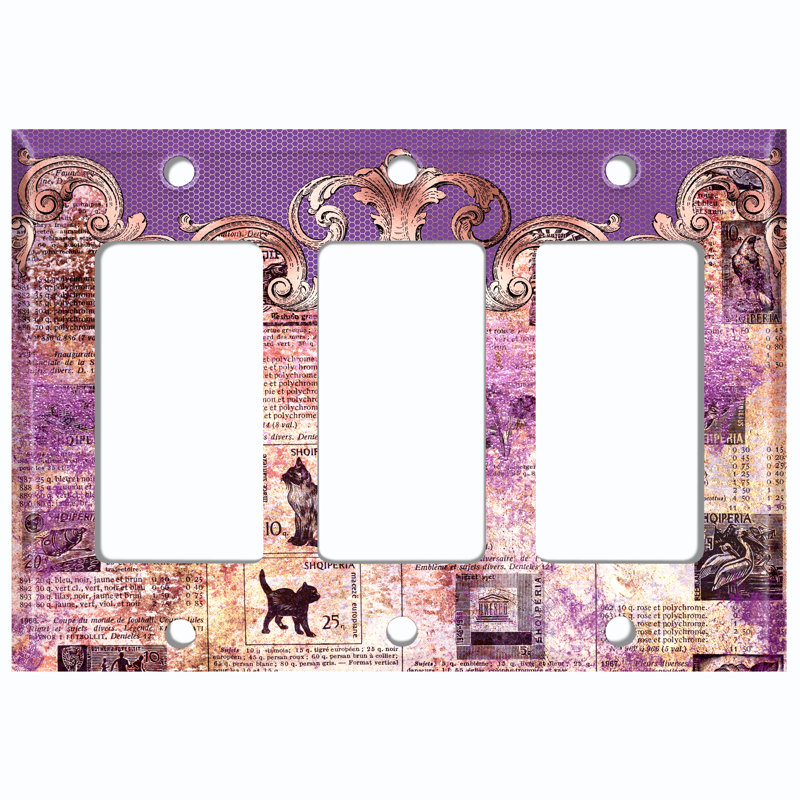 Patterned 3 - Gang Toggle Light Switch Standard Wall Plate