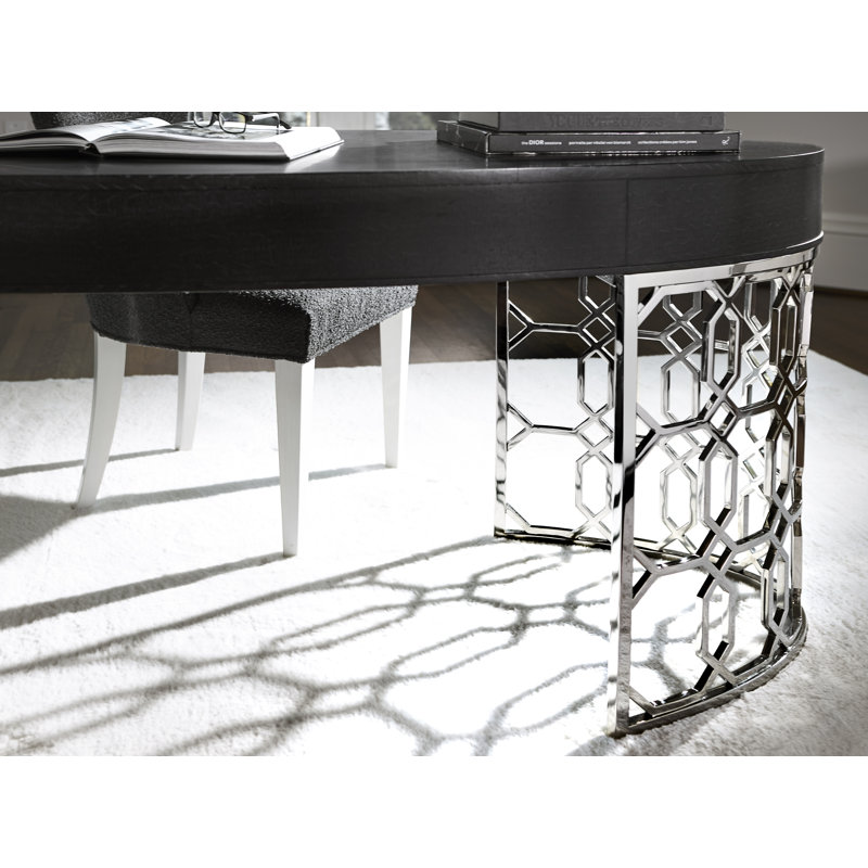 Black Wood Transitional Writing Desk with Drawer