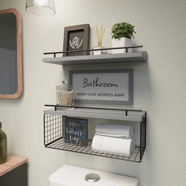 Trijal Metal & MDF Wood Over-the-Toilet Storage, Over Toilet Storage Cabinet with Barn Doors Gracie Oaks Finish: Gray