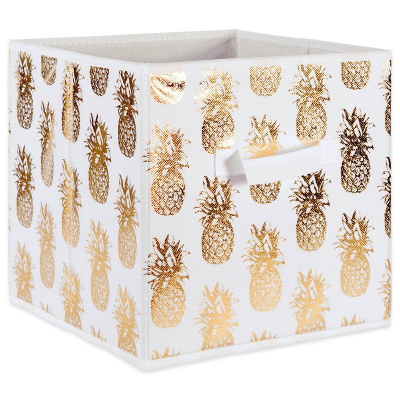 Ensemble de cubes en tissu, H 11 po x l 11 po x P 11 po, Blanc et or