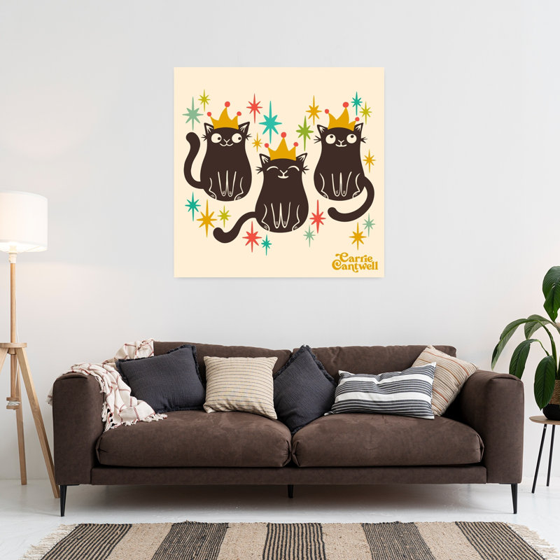 Art contemporain rétro, art de chat, H 36 po x l 36 po