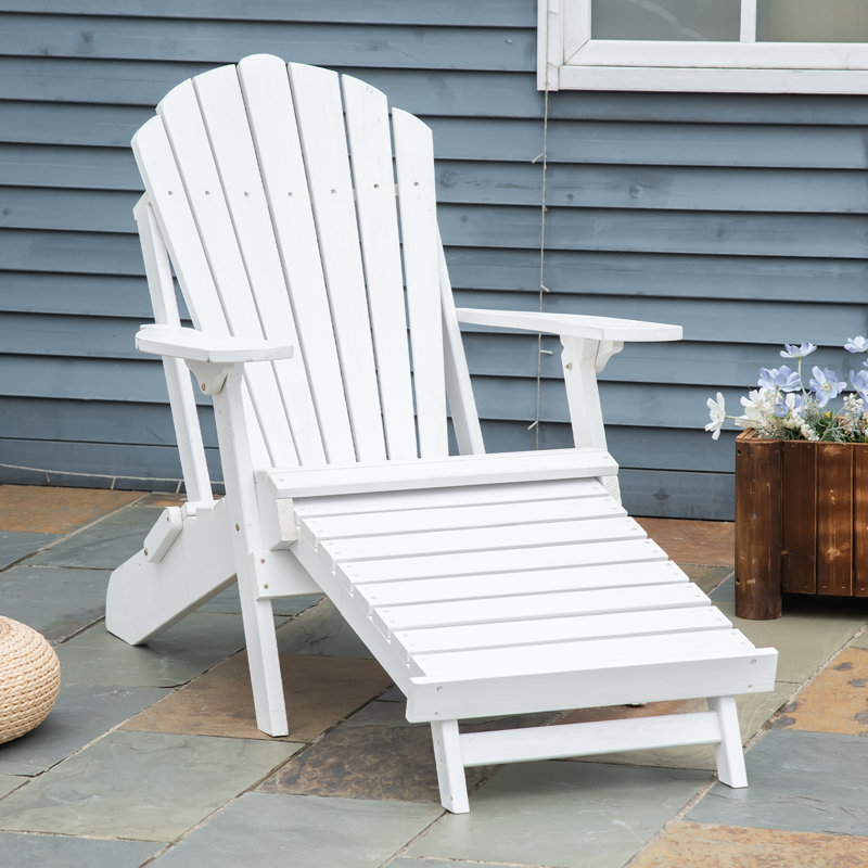 Chaise Adirondack pliante en bois massif Wapello, Blanc