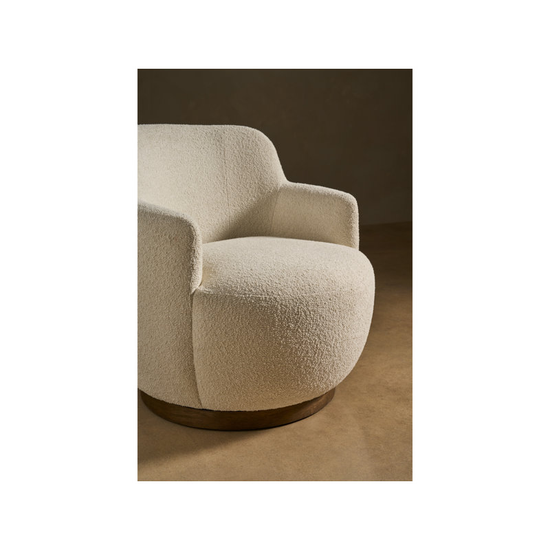 Curated Swivel Armchair, Polyester, Cream