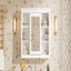 Armoire de rangement murale de 42 po, armoire à pharmacie, armoire de salle de bain moderne avec miroir, armoire à miroir avec 6 tablettes ouvertes (ne pas inclure le meuble-lavabo)